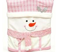 SiSinkal Funda de silla de Navidad con purpurina rosa con dibujos animados festivos de renos de muñeco de nieve para comedor, sala de estar, vacaciones, para decoración, tela suave (estilo muñeco de