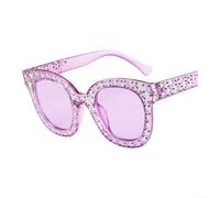 SiSinkal Gafas de sol con diamantes de imitación de estrella para mujer, protección UV, marco de policarbonato AC para viajes, al aire libre, moda, negro brillante, lente gris completo (D)