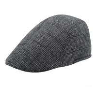 SiSinkal Gorra de poliéster a cuadros para hombre, boina de poliéster para conducir, pesca, senderismo, golf, viajes, 22-23.2 pulgadas (negro)
