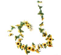 SiSinkal Guirnalda de vid de girasol artificial de 2,4 m, cuerda de flores de seda realista, tallo flexible para arco de boda, fiesta, hogar, jardín, oficina, decoración de pared, exhibición interior