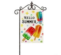 SiSinkal Hello Summer - Bandera de jardín de doble cara para lino resistente a la intemperie, 12 x 18 pulgadas, decoración de porche y patio al aire libre