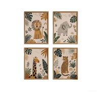 SiSinkal Impresión artística de pared de animales bohemios para habitaciones de niños, lienzo de decoración de animales de dibujos animados, 21 x 30 cm, tonos neutros para dormitorio, cuarto de bebé