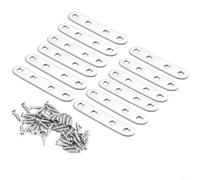 SiSinkal Juego de 12 conectores de soporte de placa plana de acero inoxidable resistente para restaurar muebles dañados, armarios de cocina, estanterías, marcos de cama, sillas, mesas, diseño de