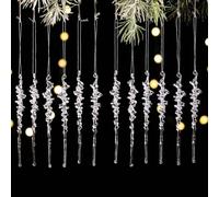 SiSinkal Juego de 12 decoraciones acrílicas para árbol de Navidad, adornos colgantes festivos para decoración de temporada de vacaciones, diseño de colgante de hielo para fiestas de invierno en