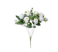 SiSinkal Juego de 3 ramos de rosas artificiales con eucalipto, 11 cabezas de flores artificiales para arco de boda, fiesta, decoración del hogar, tallos florales de plástico de seda de larga duración