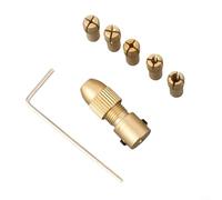 SiSinkal Juego de 7 piezas de latón para mini portabrocas y pinzas de 0,5 mm a 3,0 mm con mango para perforación manual eléctrica en madera, ABS, cartón, acabado dorado, kit de herramientas de