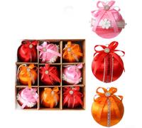 SiSinkal Juego de 9 adornos de Navidad de satén colorido de 8 cm para decoración de árbol de fiesta de vacaciones (estilo C)