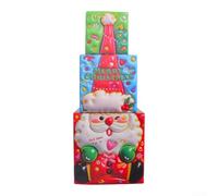 SiSinkal Juego de cajas apilables de regalo de Navidad en relieve 3D, almacenamiento de cartón para árbol de vacaciones, decoración del hogar, exhibición flexible, plegable para reutilizar (Santa