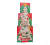 SiSinkal Juego de cajas apilables de regalo de Navidad en relieve 3D, almacenamiento de cartón para árbol de vacaciones, decoración del hogar, exhibición flexible, plegable para reutilizar (árbol de