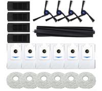SiSinkal Kit de piezas de repuesto para Ecovacs para Deebot X2, cepillo principal, paquete de 6 cepillos laterales, filtro, 6 trapos de fregona, paquete de 6 bolsas de polvo