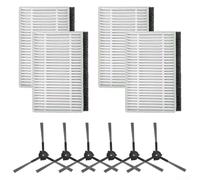 SiSinkal Kit de piezas de repuesto, para ECOVACS Y1, para YEEDI PROPLUS, incluye 4 filtros HEPA y 6 cepillos laterales, para un fácil diseño a presión, para limpieza de esquinas, juego de consumibles