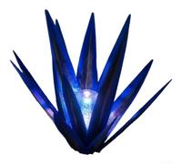 SiSinkal Luz solar de estaca de jardín de agave, lámpara LED decorativa para exteriores con encendido/apagado automático, resistente a la intemperie, figura de planta de PET para camino (azul arcoíris