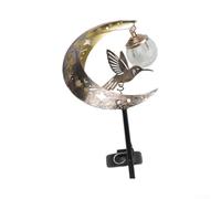 SiSinkal Luz solar de la estaca del jardín del metal del oro con el diseño del colibrí y de la luna para la decoración al aire libre del patio de los 80cm de alto iluminación automática