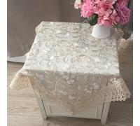 SiSinkal Mantel de encaje vintage bordado floral diseño hueco 3D cubierta rectangular de poliéster para comedor, cocina, banquete de boda, fiesta, decoración del hogar, 90 x 90 cm (90 x 90 cm, color