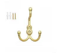 SiSinkal Perchas modernas de aleación de zinc con doble gancho para montaje en pared, resistente, 15 kg, carga para armario, baño, cocina, armario, decoración del hogar (cobre cepillado)