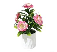 SiSinkal Planta artificial de 5 cabezas en maceta blanca, arreglo floral sintético de 7.5 pulgadas para decoración casera