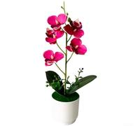 SiSinkal Planta artificial de orquídea Phalaenopsis de 12.2 pulgadas, pétalos de tacto real en maceta para decoración de boda en casa, oficina, escritorio (rojo)
