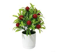 SiSinkal Planta artificial en maceta, árbol frutal falso para hojas verdes, decoración del hogar de plástico de 7.9 pulgadas, mesa de escritorio, centro de mesa, centro de mesa, inauguración de la