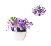 SiSinkal Planta artificial en miniatura en maceta de 4.3 pulgadas, arreglo floral sintético, material plástico para decoración del hogar, escritorio, oficina, no necesita agua (morado)