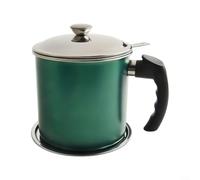 Sisinkal Recipiente de acero inoxidable para colar grasa de 1,3 L, olla de aceite con tapa y filtro para almacenamiento de aceite de cocina, separación de partículas de alimentos de lavavajillas de