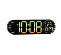 SiSinkal Reloj de pared digital con 9 modos de color y control remoto, función de temporizador de cuenta regresiva de hasta 99 minutos, ajuste automático de brillo y visualización de temperatura para