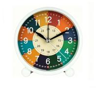 SiSinkal Reloj despertador analógico colorido para niños, reloj de escritorio de personajes grandes para aprender la hora, sonido suave para dormitorio, estudio, escuela, reloj redondo decorativo ABS