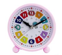 SiSinkal Reloj despertador analógico colorido para niños, reloj de escritorio de personajes grandes para aprender la hora, sonido suave para dormitorio, estudio, escuela, reloj redondo decorativo ABS