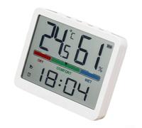 SiSinkal Reloj digital LCD multifuncional con termómetro de interior, higrómetro, pantalla de humedad de temperatura de montaje en pared, recordatorio de alarma para uso en casa, oficina, guardería