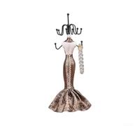 SiSinkal Soporte dorado para joyas de vestido de princesa, soporte de maniquí para collares, aretes, anillos, decoración organizadora de tocador, 27 cm (falda)