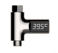 SiSinkal Termómetro de agua LED para ducha y baño de bebé con pantalla giratoria de 360 grados, alimentado por flujo sin batería, sensor de temperatura preciso con alertas de color para un uso seguro