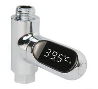 SiSinkal Termómetro de agua LED para ducha y baño de bebé con pantalla giratoria de 360 grados, alimentado por flujo sin batería, sensor de temperatura preciso con alertas de color para un uso seguro