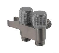 SiSinkal Válvula de ángulo de aleación de zinc G1/2 doble salida, control de agua bidireccional para cabezal de ducha, lavabo de inodoro, accesorio de fontanería para baño, cocina, gris (gris)