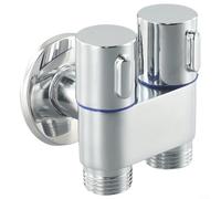 Sisinkal Válvula de ángulo de control doble G1/2, válvula de llenado de tres vías con mango de metal para lavadora, baño, inodoro, bidé, rociador, fregadero de cocina, calentador de agua