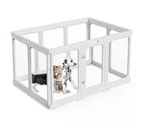 SISKEYCOOC Parque para cachorros de plástico acrílico transparente, 60 cm/75 cm, con puerta, fácil de limpiar, caño para cachorros para apartamentos (blanco, 75 cm de altura, 9 + 1 (10 unidades)
