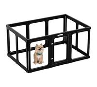 SISKEYCOOC Parque para cachorros de plástico acrílico transparente de 60 cm/75 cm, parque para cachorros con puerta, fácil de limpiar, caño para cachorros para apartamentos (negro, 60 cm de altura, 9