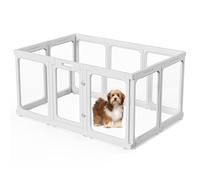 SISKEYCOOC Parque para cachorros de plástico acrílico transparente de 60 cm/75 cm, parque para cachorros con puerta, fácil de limpiar, caño para cachorros (blanco, 60 cm de altura, 9 + 1 (10 unidades)
