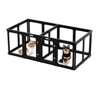 SISKEYCOOC Parque para cachorros de plástico acrílico transparente de 60 cm/75 cm, parque para cachorros con puerta, fácil de limpiar, caño para cachorros para apartamentos (negro, 60 cm de altura, 12