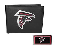 Siskiyou Sports NFL Atlanta Falcons - Cartera plegable de cuero y clip de dinero de color, negro, talla única