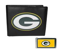 Siskiyou Sports NFL Green Bay Packers - Cartera de Piel con Clip de Monedero y Color para Dinero, Color Negro, Talla única