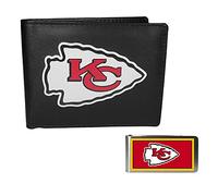 Siskiyou Sports NFL Kansas City Chiefs - Cartera de Piel Doble y Clip para Dinero, Color Negro, Talla única