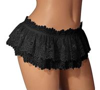 Sissy - Calzoncillos de encaje para hombre, con volantes, minifalda, vestido cruzado, falda, tangas, ropa interior sexy para hombre