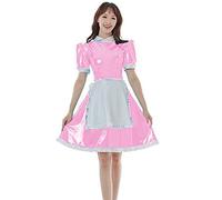 Sissy - Disfraz francés para mujer, vestido sexy de anime, cosplay, manga corta, uniforme de sirvienta, talla grande, rosa, 4XL