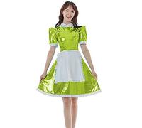 Sissy - Disfraz francés para mujer, vestido sexy de anime, cosplay, manga corta, uniforme de sirvienta, talla grande, verde claro, 6XL