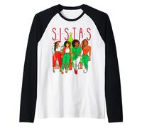 Sistas Navidad Negro Mujeres Escuadrón Hermosa Sista Melanina Camiseta Manga Raglan
