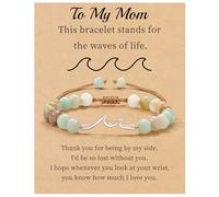 Sistble Regalos inspiradores para mujer, pulsera ondulada, regalos de aliento, pulseras de cuentas de piedra natural, Life Is Tough Cheer Up Spiritual Thoughtful Get Weel Gifts Birthday Christmas