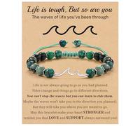 Sistble Regalos inspiradores para mujer, pulsera ondulada, regalos de aliento, pulseras de cuentas de piedra natural, Life Is Tough Cheer Up Spiritual Thoughtful Get Weel Gifts Birthday Anniversary