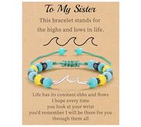 Sistble Regalos inspiradores para mujeres, pulsera de ondas, regalos de aliento, pulseras de cuentas de piedra natural, Life Is Tough Cheer Up Spiritual Thoughtful Get Weel, regalos de cumpleaños, día