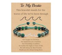 Sistble Regalos inspiradores para mujeres, pulsera de ondas, regalos de aliento, pulseras de cuentas de piedra natural, Life Is Tough Cheer Up Spiritual Thoughtful Get Weel, regalos de cumpleaños, día