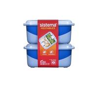 Sistema 100% hermético Heatables recipiente para alimentos apto para microondas con ventilaciones de fácil apertura, apto para lavavajillas, 1,35L rectangular, Lazuli, paquete de 2