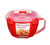 Sistema bol para fideos para microondas | Recipiente para alimentos de 940 ml apto para microondas y con sistema de ventilación del vapor | Sin BPA | Rojo